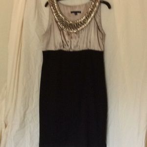 TIANA B Black w Gold neckline dress 6P Made in USA